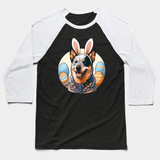 Australian Cattle Dog with Bunny Ears Easter Joy Baseball T-Shirt